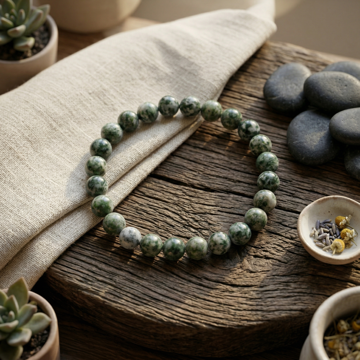 Authentic Tree Agate Wristpiece