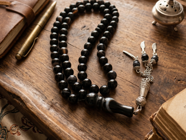 Authentic Black Agate Misbaha